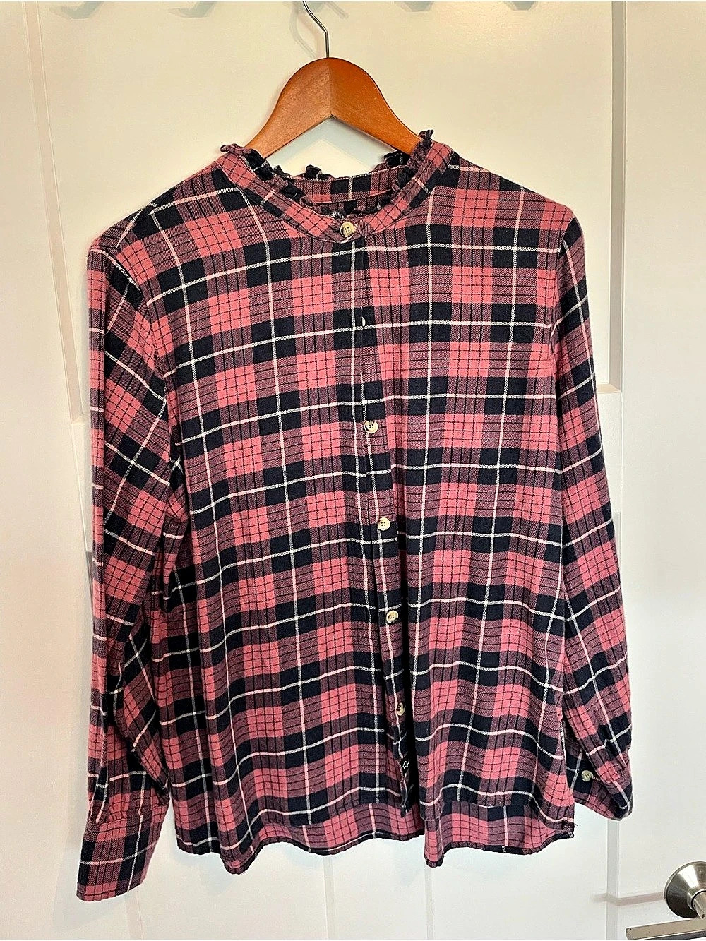 Rails Alanna Shirt Plaid Button Down Pink & Black Size Small